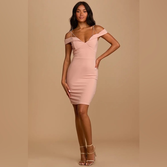 NWT Lulus Women Reason to celebrate off the shoulder bodycon mini dress. size M - Picture 6 of 7